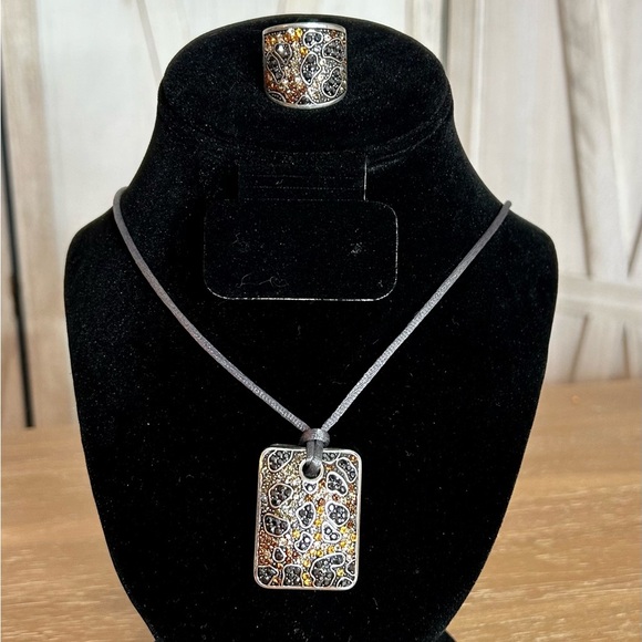 Brighton Totem Pendant Ring Set RETIRED EUC animal print boho whimsical